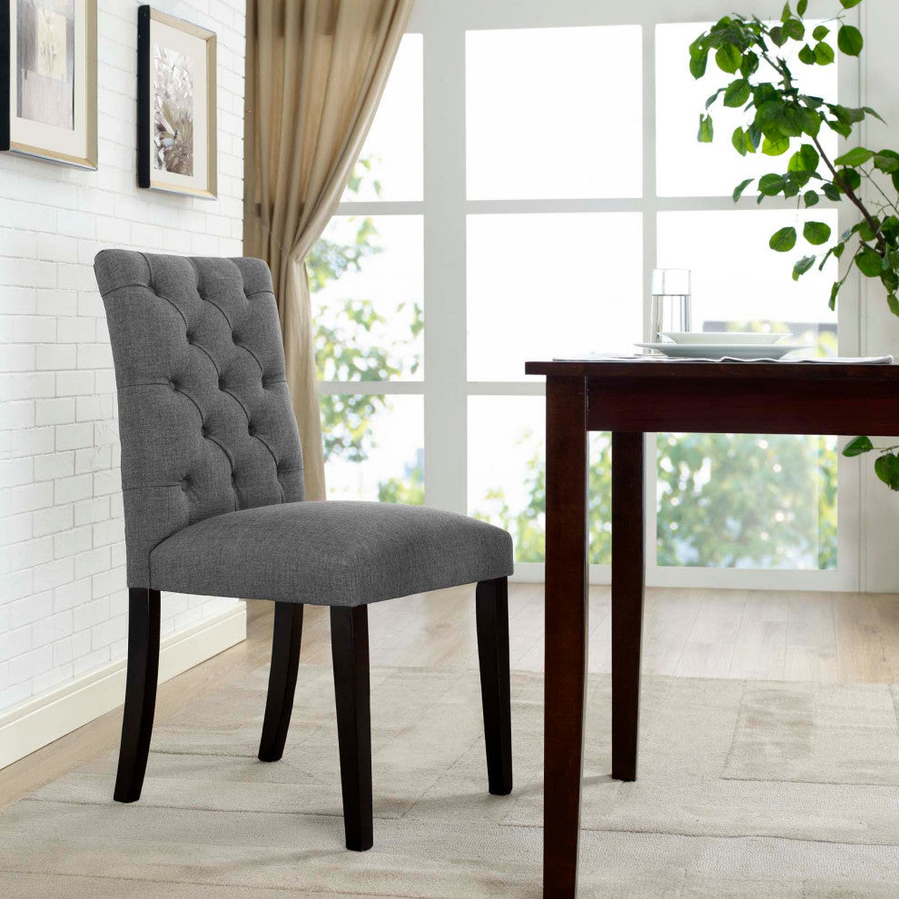Modern Gray Duchess Fabric Dining Chair
