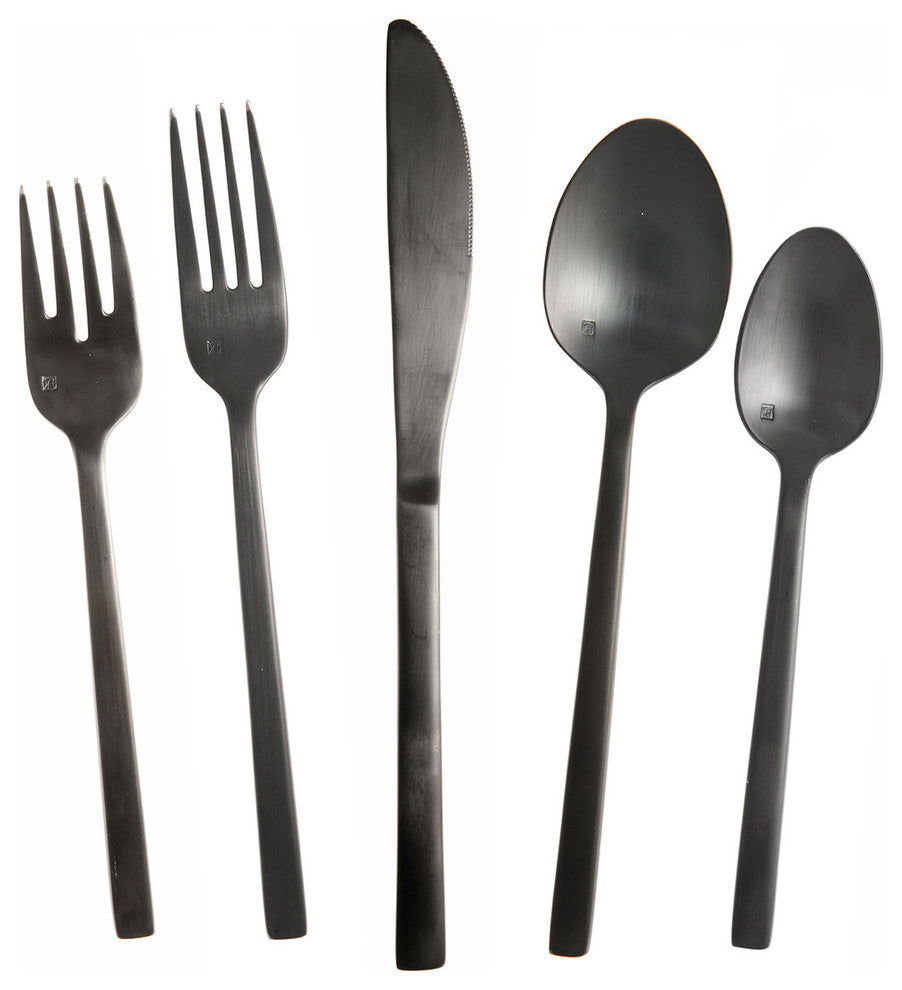 Arezzo 18/10 Brushed Black Flatware Set, Service for 4, 20-Piece