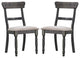 Set of 2 Light Brown Linen Side Chair, Weathered Gray