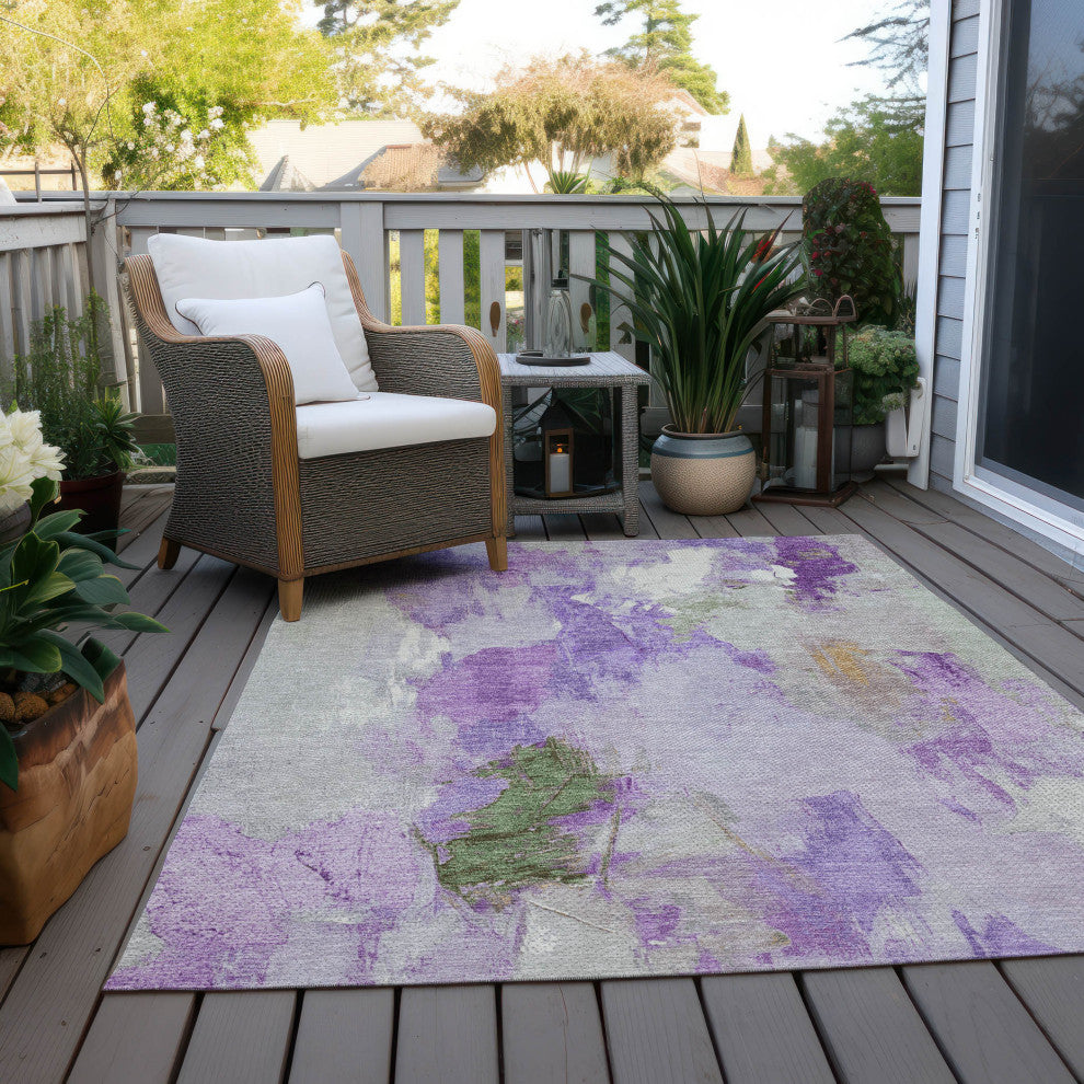 Machine Washable Indoor/Outdoor Chantille ACN1914 Purple 3' x 5' Rug