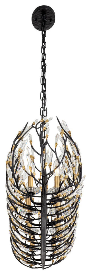 Bask 8-Lt Crystal Linear Pendant - Matte Black/French Gold