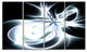 White Symmetrical Fractal Flower, Abstract Art on Canvas, 48"x28", 4 Panels