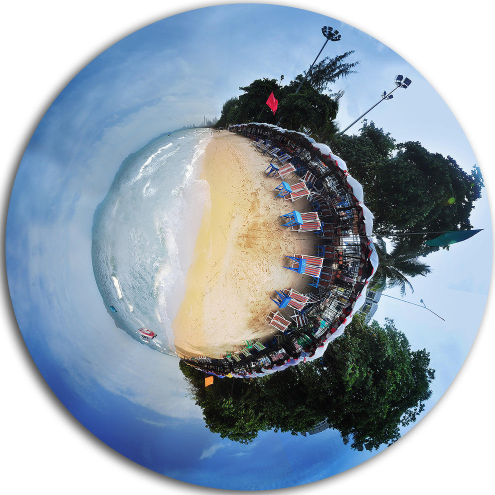Jomtien Street Planet Panorama, Digital Art Disc Metal Wall Art, 23"