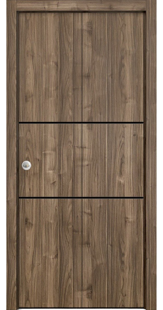 Bi-fold Doors 48 x 96 | Planum 0014 Walnut with  | Sturdy Tracks