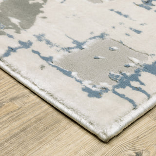 Emery Abstract Grey/Blue Indoor Area Rug, 3'3" x 5'