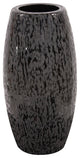 Chiseled Texture Black Iron Cylinder Vase, Small