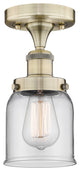 Bell-1 Light 5" Semi-Flush Mount-Antique Brass, Clear Glass Shade