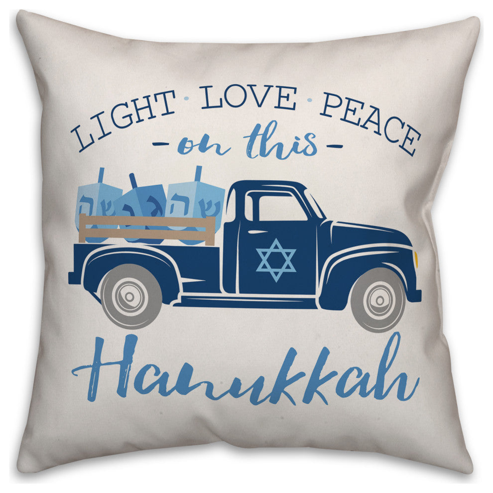 Hanukkah Truck 16"x16" Throw Pillow