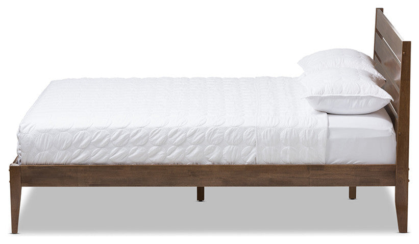 Elmdon Solid Walnut Wood Slatted Headboard Style Queen Size Platform Bed