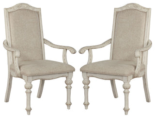 Set of 2 Padded Dining Chairs, Antique White
