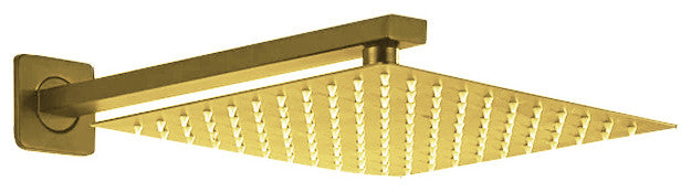 BathSelect Designer Gold Finish Brass 12" Shower Head