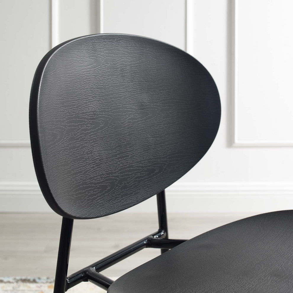 Side Dining Chair, Set of 2, Plastic, Metal, Black, Modern, Bistro Restaurant