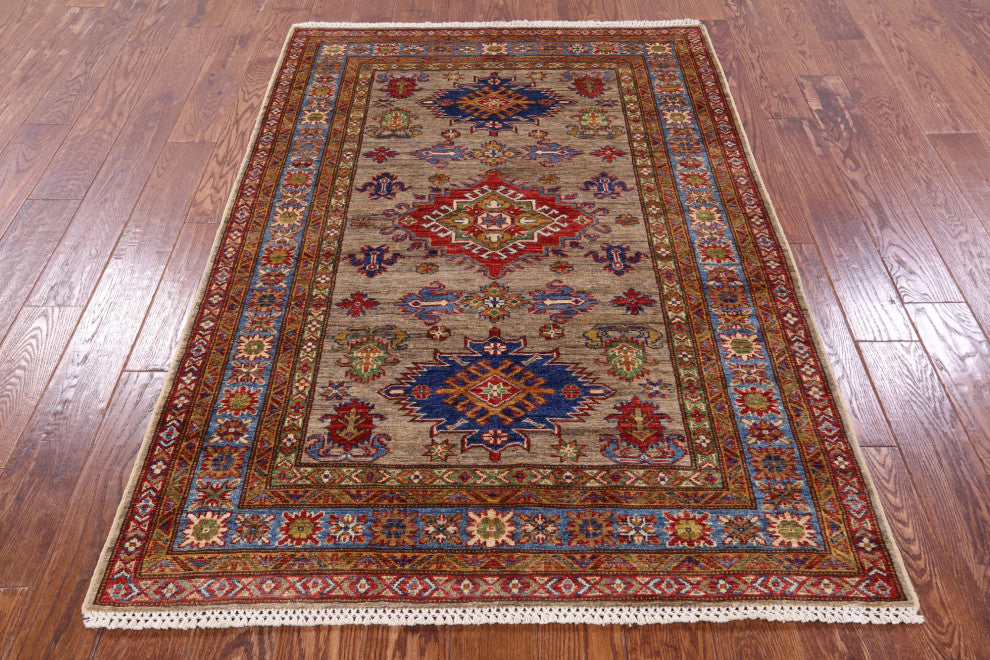 4' 1" X 5' 11" Super Kazak Handmade Wool Rug - Q12946