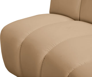 Infinity Channel Tufted Velvet Modular Chair, Camel, 8 Piece