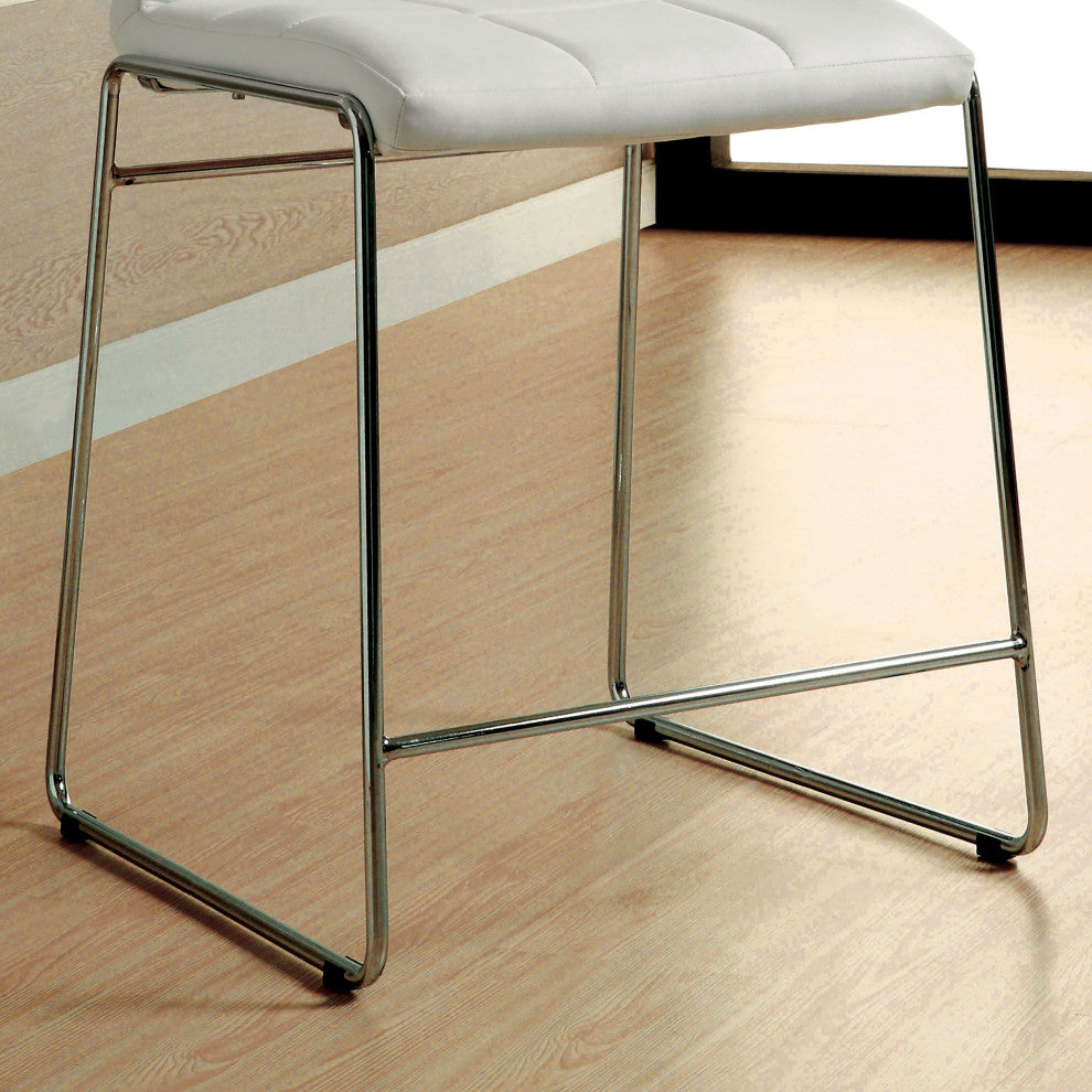 Furniture of America Poipen White Faux Leather Counter Height Chairs (Set of 2)