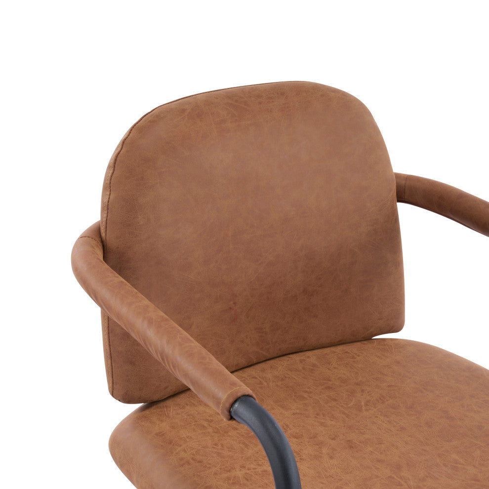 GDF Studio Modern Dining Chair With Iron Frame, Set of 2, Black/Reddish Brown