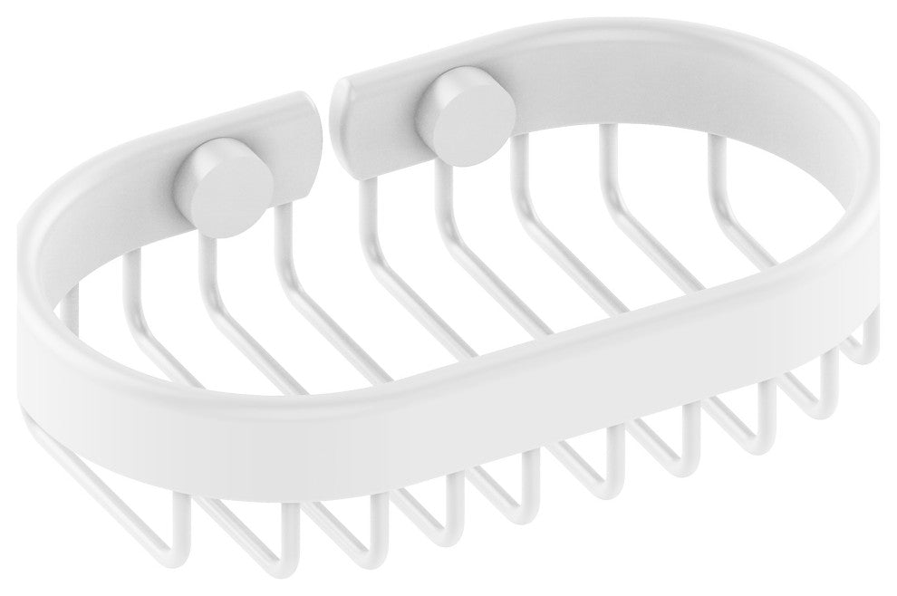 Oval Soap Basket, Matte White
