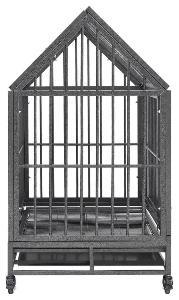 vidaXL Dog Cage Dog Crate with Removable Tray Lockable Wheels Dog Kennel Steel