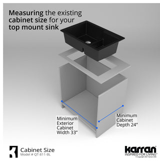 Karran 33" Top Mount Double Bowl 60/40 Quartz Kitchen Sink Kit, Black