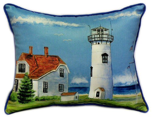 Pair of Betsy Drake Chatham MA Lighthouse Large Pillows