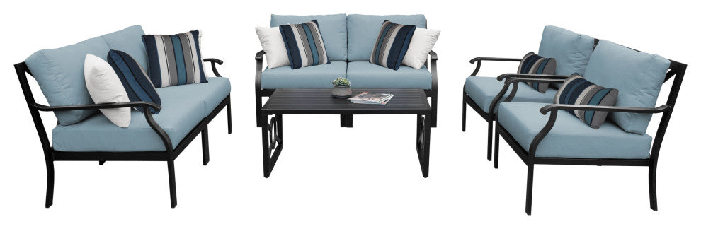 kathy ireland Madison Ave. 7 Piece Aluminum Patio Furniture Set 07e, Tranquil