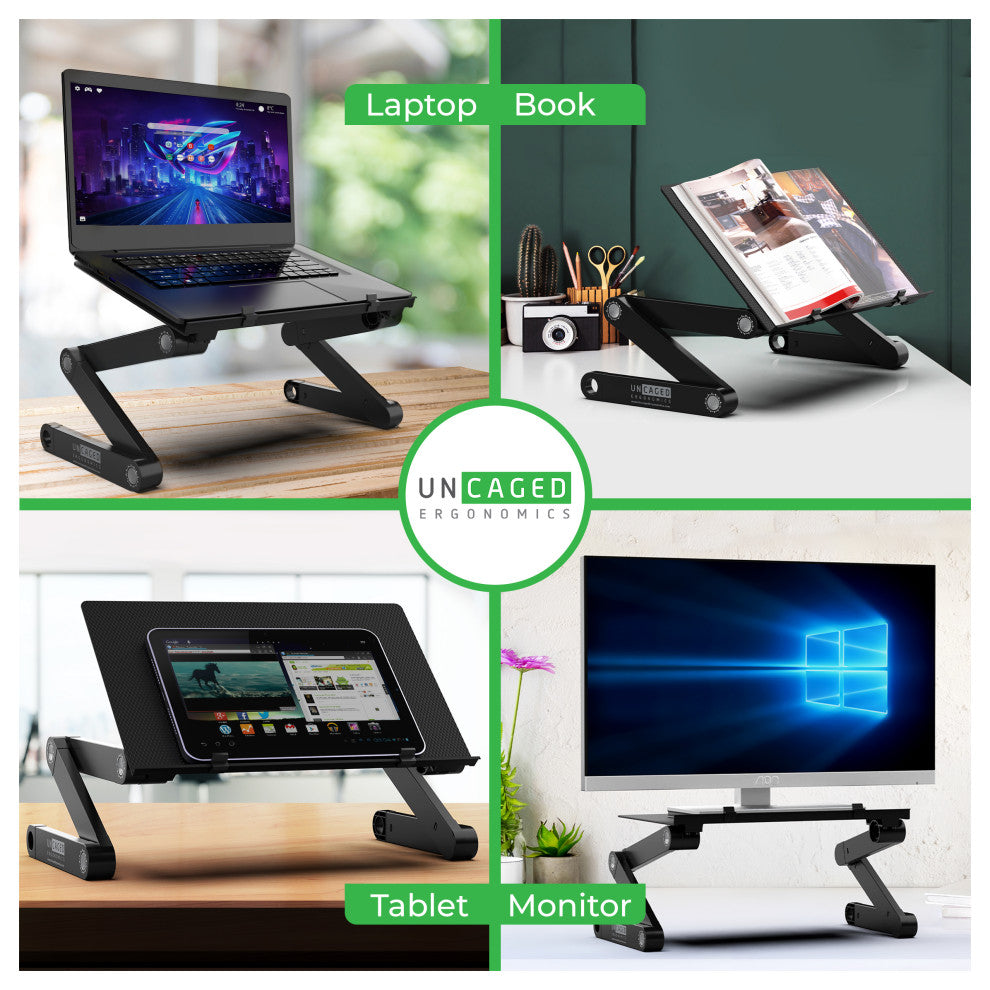 Workez Professional Ergonomic Aluminum Laptop Cooling Stand, Black