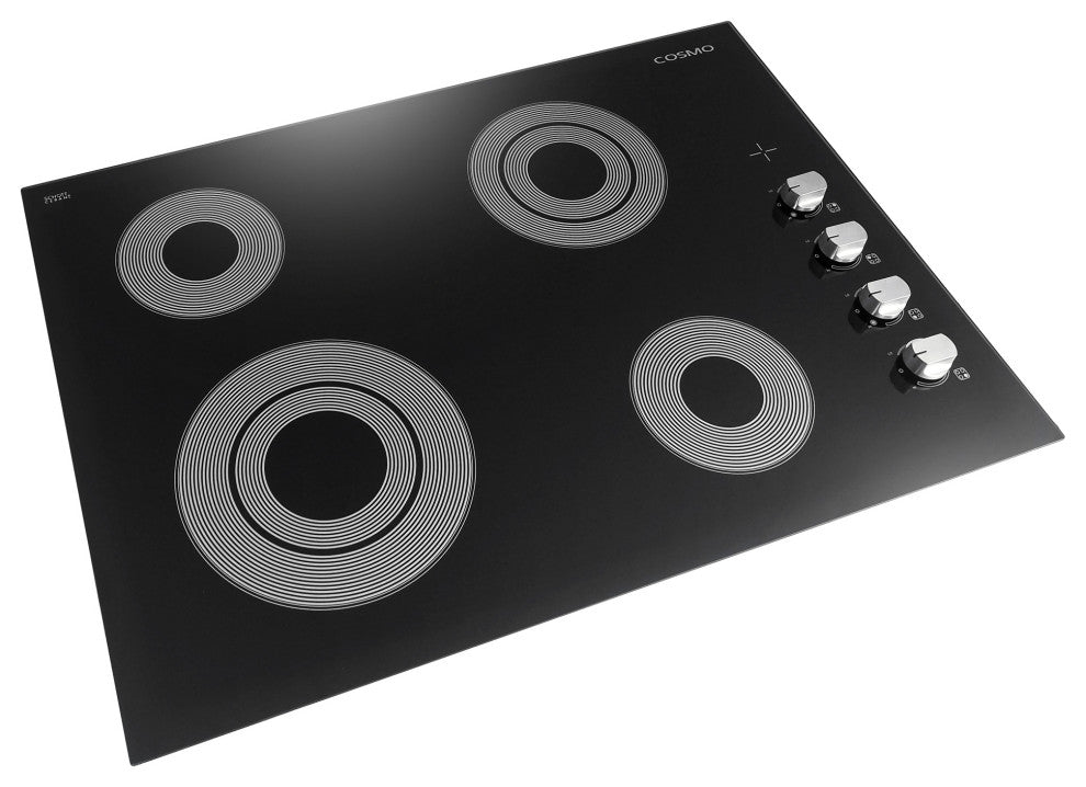 30" Electric Ceramic Glass Cooktop, Black With 4 Electric Burners