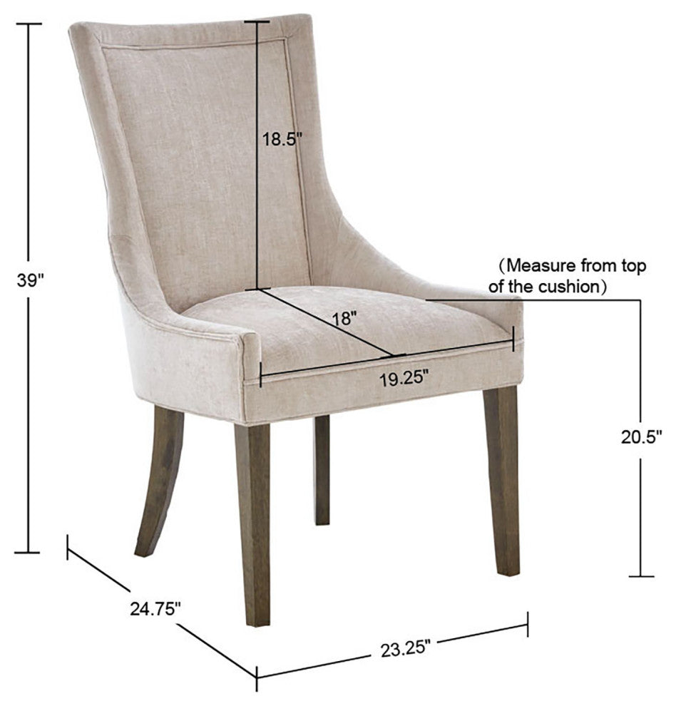 Madison Park Signature Ultra All-Over Welting, Cream, Dining Chairs, Set of 2