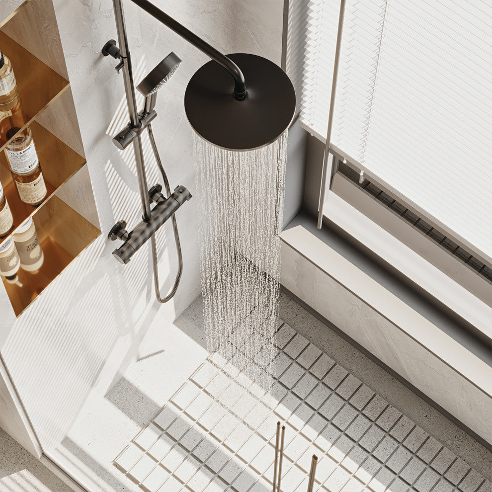 Eviva Bianca Black Powder Coated Thermostatic Round Shower Column