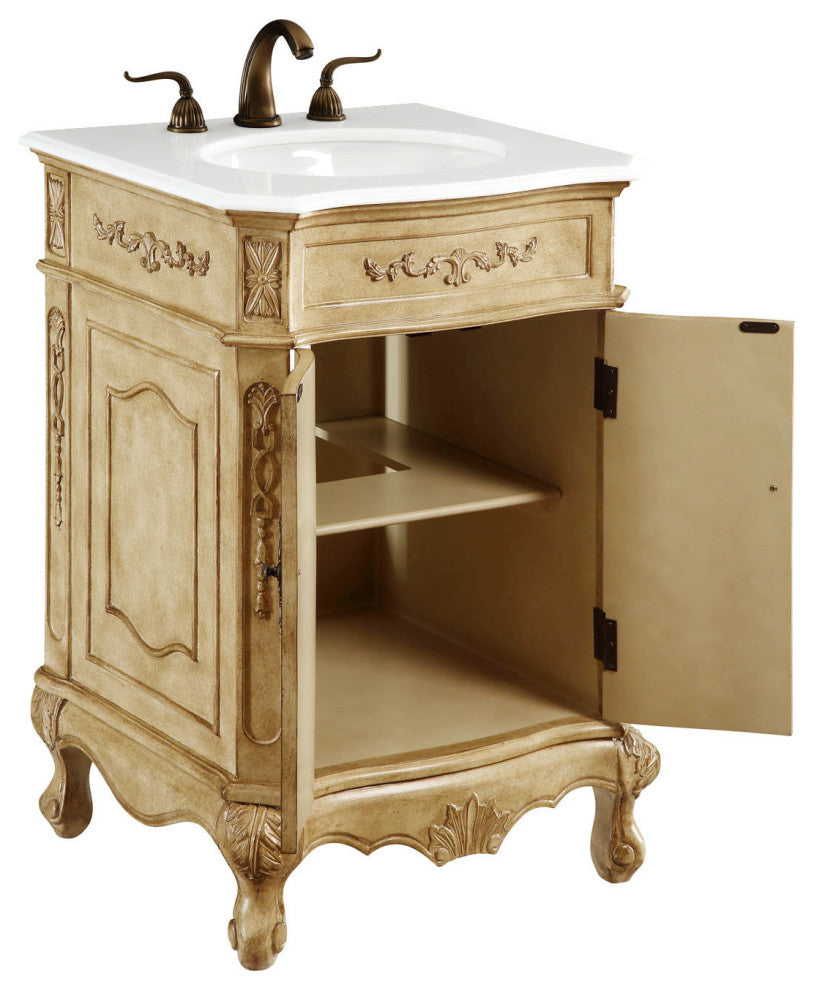 Bathroom Vanity, Antique Beige, 24", Single Sink