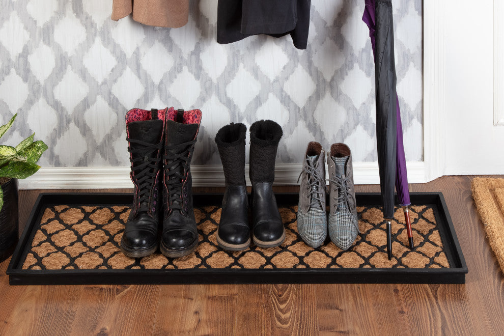 46.5"x14"x1.5" Rubber Boot Tray With Trellis Coir and Rubber Insert