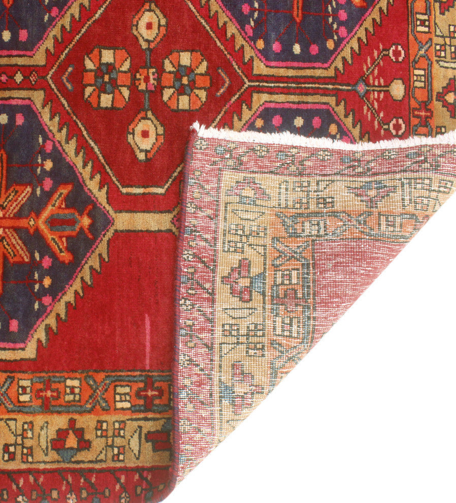Fine Vintage Distressed Ghafaar Red/Beige Runner, 4'1x10'2