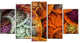 Multi Color Dramatic Clouds, Contemporary Canvas Art Print, 60"x32", 5 Panels