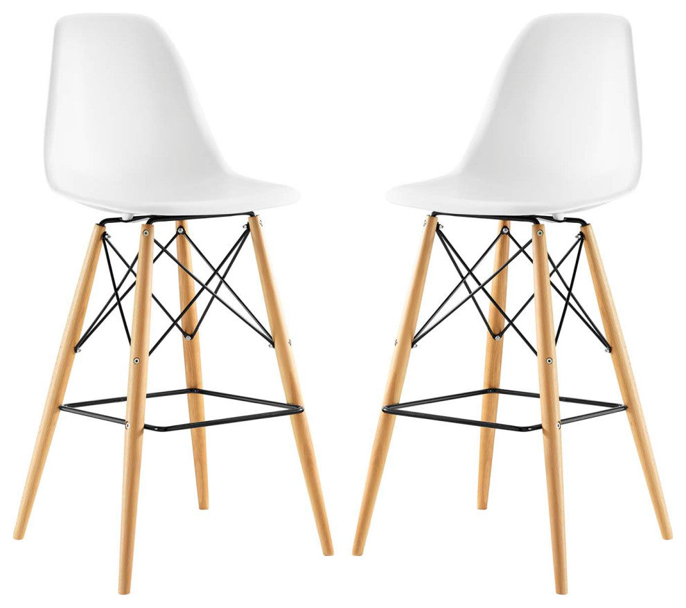 Modern White Pyramid Dining Side Bar Stool Set of 2