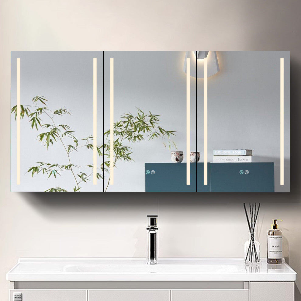 60" W x 30" H Aluminum Surface Mount Medicine Cabinet, Shelves