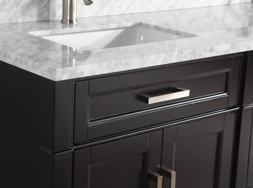 Vanity Set With Carrara Marble Top, 72", Espresso