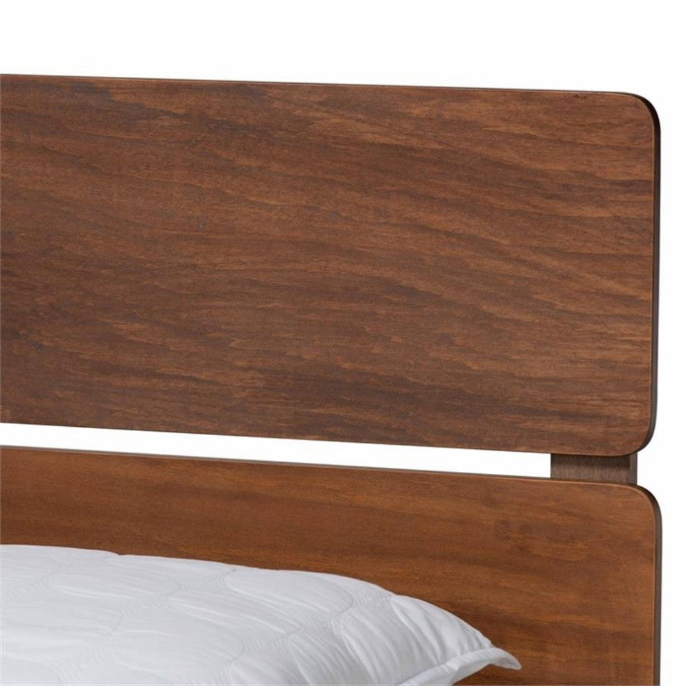 Anthony Modern and Contemporary Walnut Brown Finished Wood King Size Panel Bed