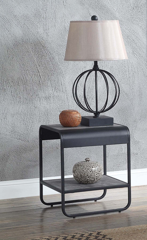 End Table With Shelf, Grey