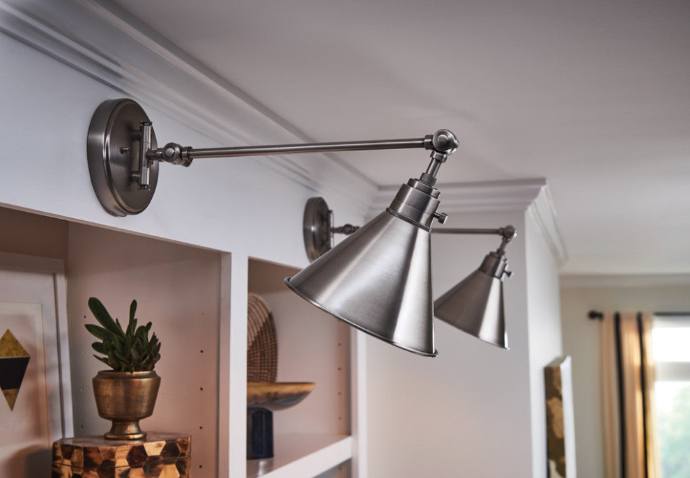 Hinkley Arti 7.75" Single Articulating Wall Sconce, Polished Antique Nickel
