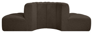Arc Upholstered Outward Curved Modular Sectional, Brown, 4-Piece: Reverse Corner (4), Boucle Fabric