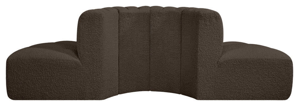 Arc Upholstered Outward Curved Modular Sectional, Brown, 4-Piece: Reverse Corner (4), Boucle Fabric