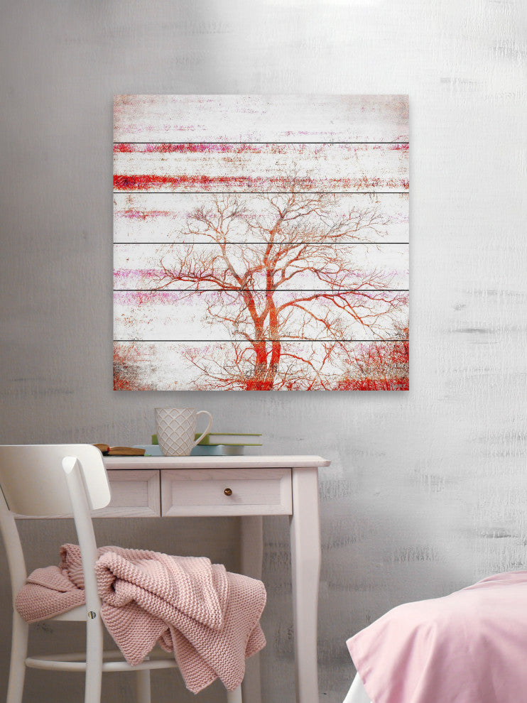 "Orange Tree" Print on White Wood, 40"x40"