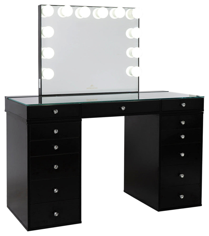 SlayStation Plus 2.0 Tabletop Vanity Table, Pro Black, Frosted Led