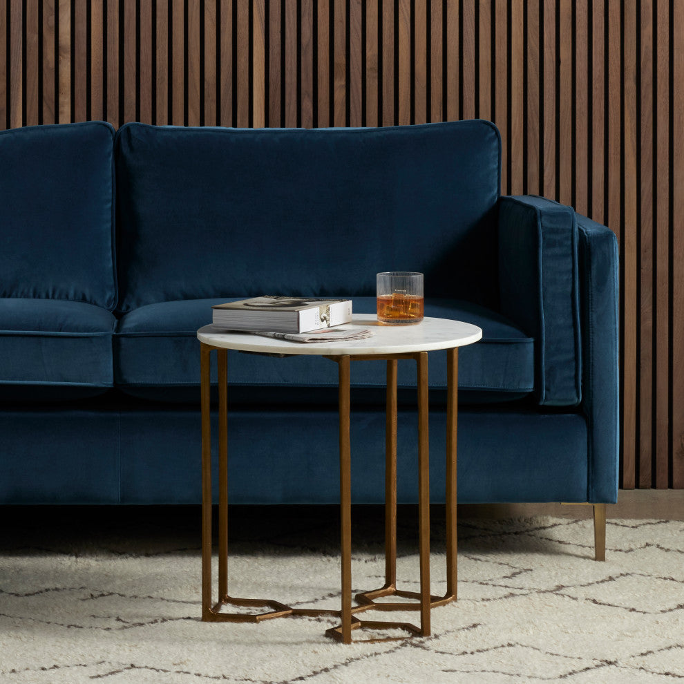 Naomi Marble End Table-Raw Brass