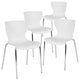 Set of 4 Stackable Dining Chair, Ripple Diamond Patterned Seat, White