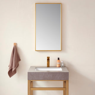 Viella Rectangular Aluminum Wall Mounted Mirror, Brushed Gold, 18"