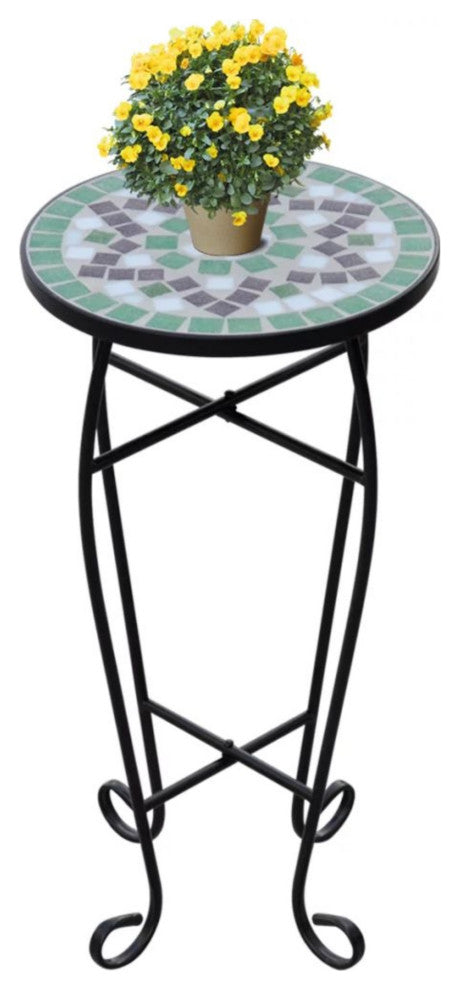 vidaXL Mosaic Side Table Plant Table Green White