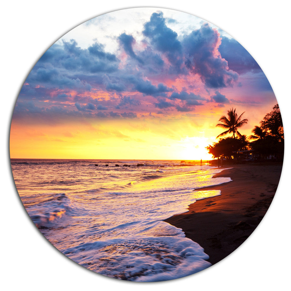 Sea Sunset In Olympic Park Coast, Seashore Round Wall Art, 23"