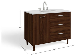 The Darby Bathroom Vanity, Walnut, 42", Single Sink, Freestanding