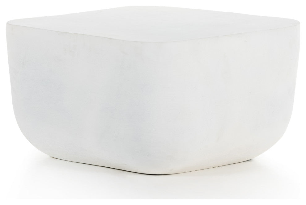 Basil Square Outdoor End Table-White
